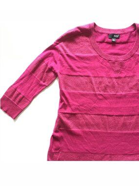 a.n.a. Magenta Sparkly Striped Sweater